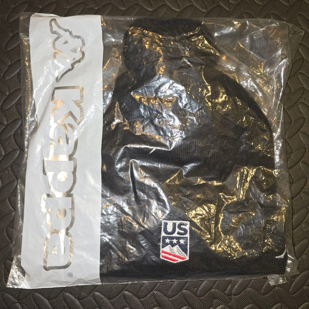 Men's Kappa Black US Ski & Snowboard Pom Beanie One Size